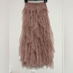 Soho Apparel  Asymmetrical Tulle Skirt in Tan Photo 5