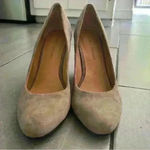 Audrey Brooke  Daphne Khaki Tan Brown Leather Lizard Print Wedge Heel Shoe Sz 9 Photo 1