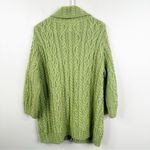 Aran Crafts Ireland Sweater Womens L Green Merino Wool Cableknit Button Front Size L Photo 5