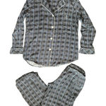 Ralph Lauren Lauren  Size M Black Blue Plaid Long Sleeve Pajama Top & Bottom Set Photo 0