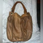 Coldwater Creek Vintage Leather Tote Satchel Purse Tan Brown Hobo Bag, Brass Hardware Photo 2