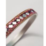 Vintage Bracelet / Bangle Pink Glitter with Mirrored Detail 8.5" Photo 4