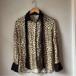 ZARA  Animal Print Button Lapel Bow Blouse Photo 2
