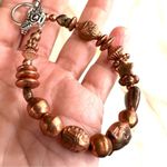 Copper tone cat heart star beaded bracelet Photo 4