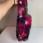 Urban Outfitters  Black Red Pink Faux Fur Top Handle Handbag Purse Photo 4