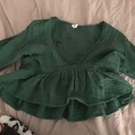 PacSun dark green crop peplum top Photo 0