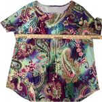 Plus Size Womens Casual Short Sleeve Top Paisley Print XXL Casual Vibrant Summer Purple Photo 2