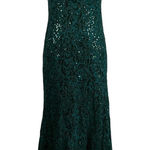 R & M Richards Green Sequined Lace A-Line Evening Gown Size 6 Long Formal Dress Photo 0