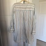 Faherty Beach Days Linen Luciano Stripe Tunic Dress Stripe V Neck Blue Size M Photo 4