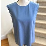 J.Crew Cornflower Blue Scalloped Grommet Cap Sleeve Blouse Photo 0