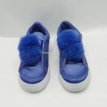 Qupid Shoes Sneakers Womens Size 6.5 Blue Low Top Fur Photo 2