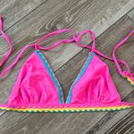 SheIn Fabulous Swimwear Sz S Bright Pink Bikini Top W Colorful Trim Photo 1