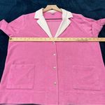 KULE Pink Terry Cotton Blend Snap Front Relaxed Fit Short Sleeve Polo Top Size S Photo 14