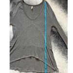 Free People  Drippy Thermal Sunset Park Distressed Hi Low Gray Oversized Top XS Photo 8