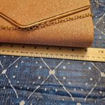 Rose Gold Formal Clutch Magnetic Snap Purse with Gold Chain EUC Pink Photo 1