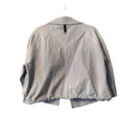 Lysse New York Blue Cropped Trench jacket Drawstring Hem Collared Coat Size L Photo 3