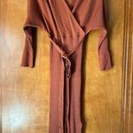 Pink Lily Burnt Orange Sweater Wrap midi Dress size medium Photo 2