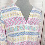 Destination 365 Floral V Neck Tiered Bell Sleeve Tunic Shift Dress White Multi Size M Photo 4