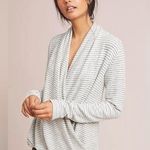 Anthropologie Saturday Sunday Brushed Fleece Stripe Open Front Wrap Pullover Photo 0