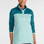 LL Bean Quilted Sweatshirt Mockneck Tunic Colorblock Turquoise Medium Petite Green Size undefined Photo 1