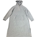 Lands' End Hooded Lounger Dress Womens Size XL Heather Gray Long Sleeve Kangaroo Photo 0