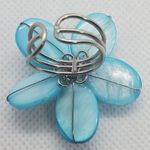 Adjustable Blue Mother Of Pearl & White Freshwater Pearls Flower Ring Blue Photo 4