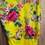 EXPRESS  Bright Yellow Hot Pink Floral Summer Tank Top Bodysuit Small Photo 6