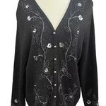 Work In Progress Black Cardigan Sequins Shimmer Holiday Vintage Inspired Large Photo 0