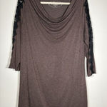 Soma  Brown Cowl Neck Loungewear Black Lace Insets Soft Classic Size Large Photo 0