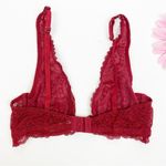 Free People Intimately Deep V Plunge Lace Underwire Bra: Crimson Red Burgundy Photo 4
