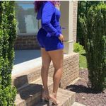 Zenana Outfitters Hoodie Drawstring Short Set. Royal Blue. Large. NWT Photo 4