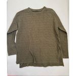 ZARA  Olive Green Textured Crinkle Knit Long-Sleeve Top Side Slit Hem Size M Photo 1