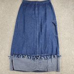 Vintage Sandra Fashion Denim Skirt 42 US 12 Blue Jean Fringe Western Rodeo Maxi Size L Photo 9