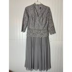 Alex Evenings  Women's Gray‎ Lace 3/4 Sleeve Midi Dress Special Occasion Photo 2