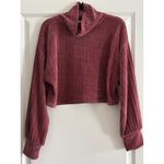 Altar'd State  Burgundy Ribbed Turtleneck Cropped Sweater Women's Medium Photo 2
