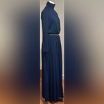 Jonathan Logan Blue Turtle Neck Maxi Dress Comes With Gold Belt.Zip In Back Sz S Photo 4