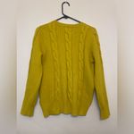 Tahari NWT Women’s Yellow Crew Neck Cable Knit Sweater Size L Photo 2