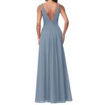 Azazie  Maren A-Line Pleated Chiffon Dress in Dusty Blue, Size A10 Photo 1