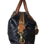 Ralph Lauren Diamond Quilted Black Leather Boston Duffle Brown Top Handle Bag Photo 7