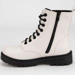 Soda White Lace Up Combat Boots Photo 3