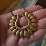 Premier Design Necklace Lotus Brassy Tone Faux Turquoise Gold Photo 3