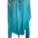 None Sarong Scarf Bright Turquoise Black Rose Floral Fringe Boho Gypsy Colorful Photo 0