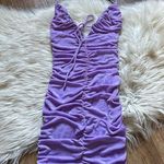 White Fox Boutique WHITE FOX Change It Up Ruched Halter Mini Dress In Lilac Photo 2