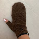 Women men Unisex Brown knit winter mittens gloves multi use covered fingers Photo 5