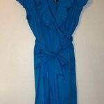 Necessary Objects Dress Blue Ruffle Collar Wrap Dress Sz 2X NWT Belted Office Photo 1