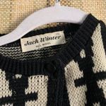 Jack Winter Wool Sweater Vintage Hand Knitted Cardigan Buttons Black Medium Photo 2