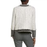 Nanette Lepore NWT Sequin Tweed Fringe Denim Jacket Trim Open Front Blazer Photo 6