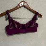 Soma  0115 Sensuous Lace Bra 36C Purple Floral Embroidered Sheer Underwire Photo 6