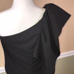 Calvin Klein  Women’s One Shoulder Puff Drape Sleeve Black Mini Dress Photo 4
