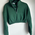 Tic Toc Forest Green Half-Zip Cropped Hoodie Photo 0